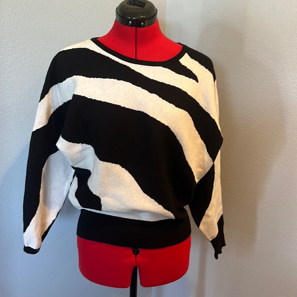 Black and white zebra print sweater